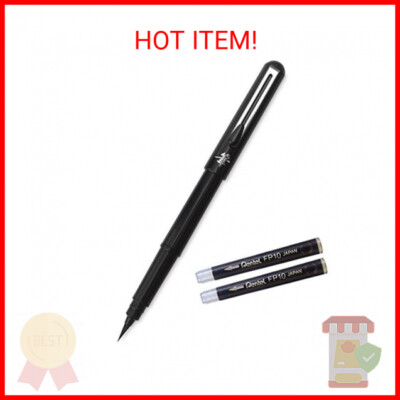 Pentel Arts Portable Pocket Brush Pen (Medium Point), 1Pen & 2Refills
