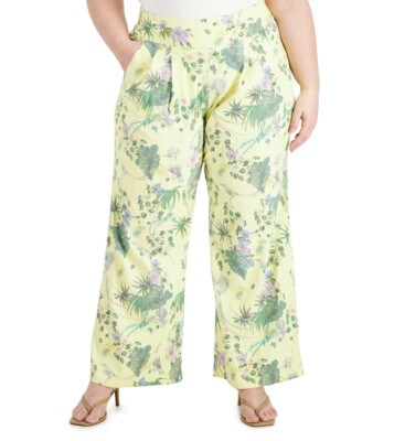 INC International Concepts Plus Size Printed Wide-Leg Pants Raina Garden |  eBay