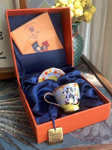 Mini taza y platillo coleccionable Charlotte Di Vita raro C 361 pintado a mano - Imagen 2 de 8