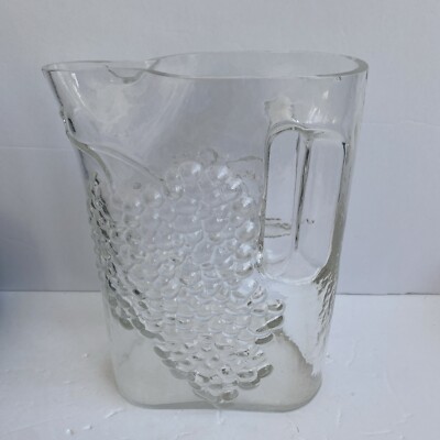 Carl Riedel Austrian Crystal Grape And Leaf Glass Clear Pitcher Carafe