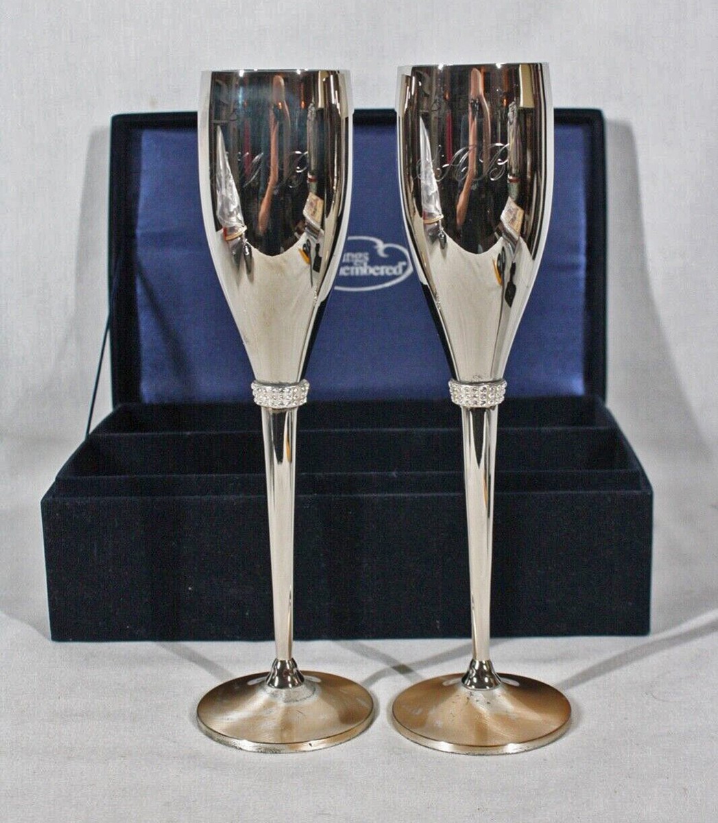 THINGS REMEMBERED SILVER-PLATE SWAROVSKI CRYSTALS TOASTING