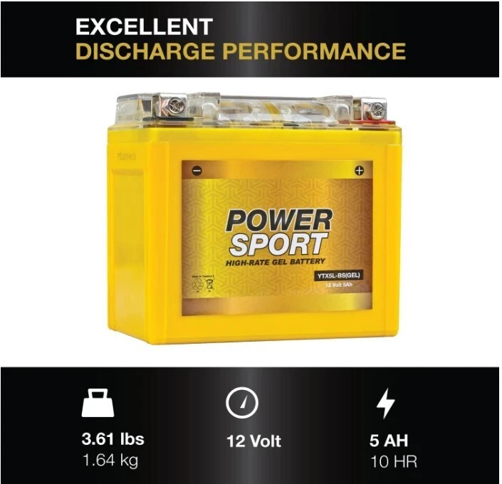 ExpertPower YTX5L-BS 12V 5Ah 130 CCA Gel for 2007 Yamaha WR250F Foto 2 de 4