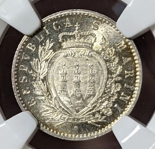 1898 R San Marino 50C 50 Cemtesimi NGC MS65 Gem BU UNC Coin Penny Start NR