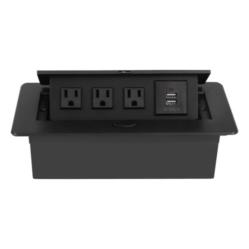 Connection Box Desktop Pop Up Presa Power Cover Box con 3 Prese e 2 Porte USB - Foto 6 di 12