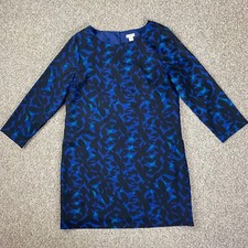 J. Crew Dress Womens 12 Blue Floral Long Sleeve Straight Body Lining Pullover
