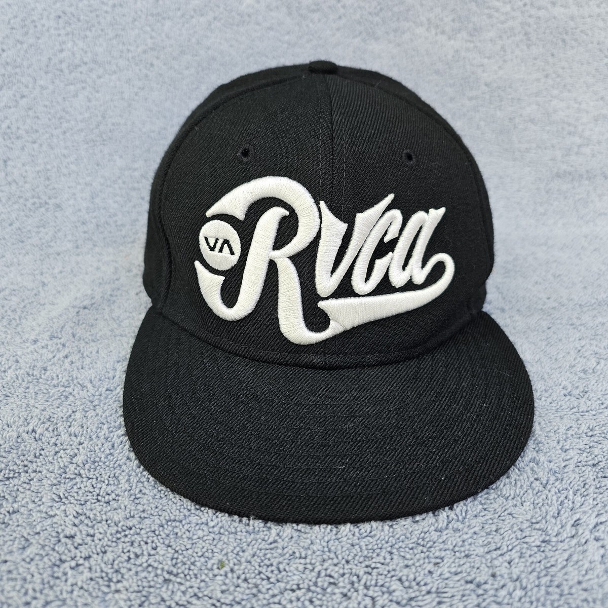 RVCA New Era Hat Fitted 7 1/2 Script Spellout Baseball Cap Black