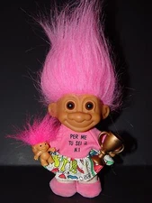 Troll Doll 4 1/2" Russ #1 Troll Collector Pink Hair in Italian