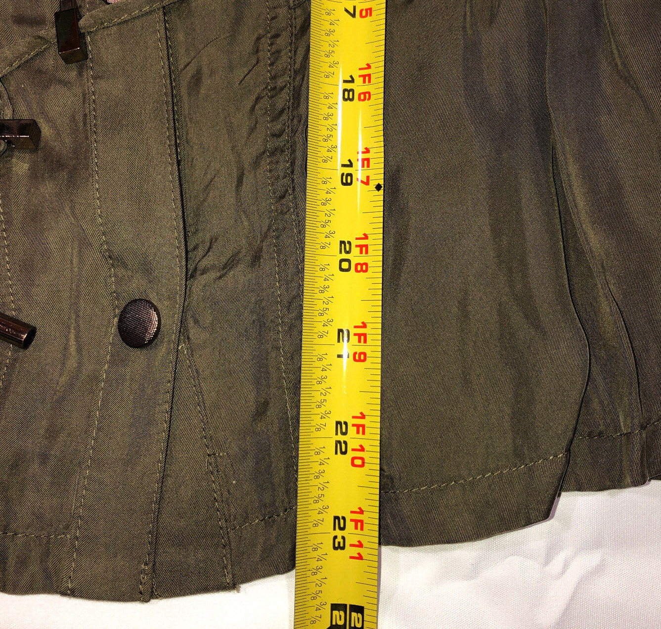 Cache Front Snap Closure Drawstring Olive Vest Po… - image 6