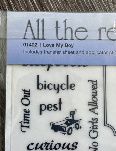 WHAT'S NEW Scrapbooking Sticker Sheet QUOTES Rub On Words Love My Little Boy - Afbeelding 10 van 14