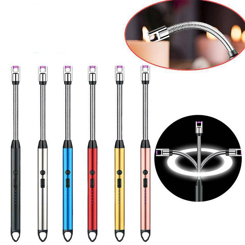 Encendedores de arco largo eléctricos geniales velas recargables USB, barbacoa, cigarrillo, cocina