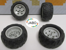 (F9/3) 4 x pneus Lego Technic roues avec jante 68.8x36R gris