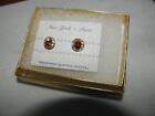 W/Posts Gold Tone New Amber Austrian Crystal Earrings Studs