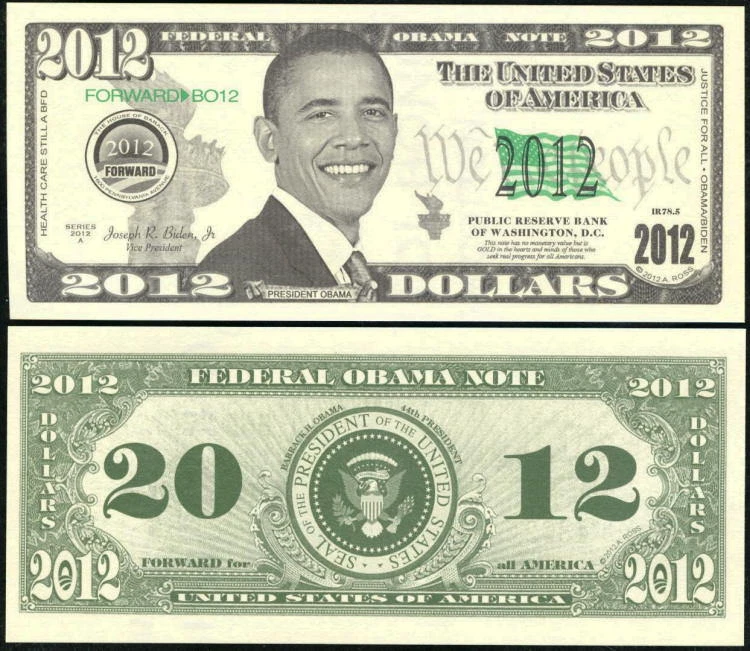 PRESIDENT OBAMA 2012 FEDERAL OBAMA, FORWARD FOR ALL AMERICA - Lot of 10 Bills
