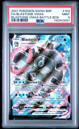 2021 POKEMON SWSH BLACK STAR PROMO #103 FULL ART/BLASTOISE VMAX PSA 9
