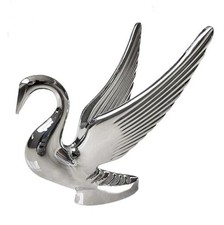 Heavy-Duty Chromed Swan Hood Ornament, Cast Metal 