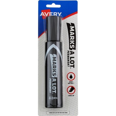 Marks-A-Lot Permanent Marker, Black 24138, Desk-Style, Jumbo Chisel Tip