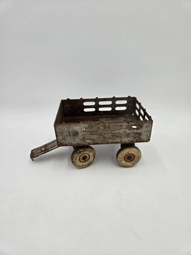 Vintage Marx Toys Balloon Tin Tires Pressed Steel Tin Toy Farm Trailer Rare