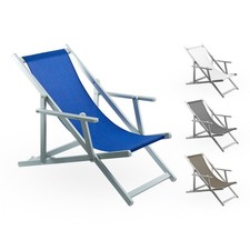 Sedia Sdraio Pieghevole Napoli con Braccioli Struttura Alluminio e Textilene