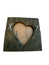 HEART Picture Frame, 5.5x 5.5 Resin , Fits 4 x 4In. Photo Metal Green Brown
