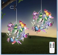 Operated Chandelier with Remote, Battery Pendant Light with Colorful Butterflies