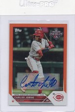 2023 Topps Pro Debut Carlos Jorge PD-74 Auto Orange Foil 23/25 Cincinnati Reds