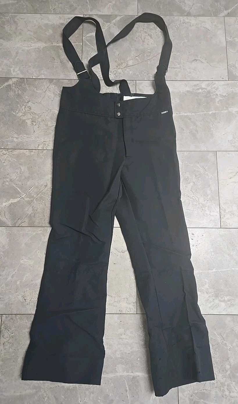 Vintage Gerry Stretch Black Bib Pants Overalls Mens 36 Ski