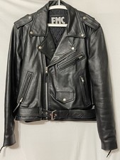 Vintage Y2K FMC Leather Jacket Womens Black Motorcycle Fringe Pockets Zip Sz XL