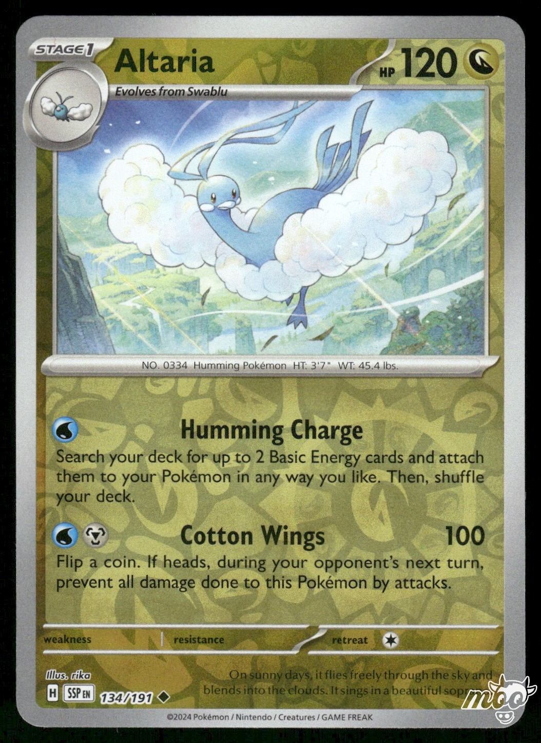 2024 Lightly Played Pokemon Altaria 134/191 Surging Sparks Reverse