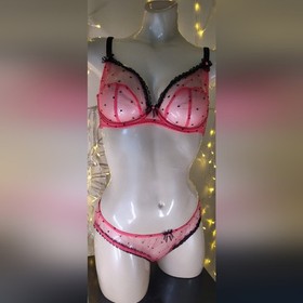 Agent Provocateur Pink and Black Polka Dot Lingerie Set NWOT lot 050