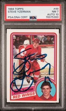 1984-85 Topps Steve Yzerman Rookie Auto #67 PSA 7/10 - Detroit Red Wings HOF RC