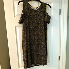 Michael Michael Kors Women’s Leopard Print Cold Shoulder Knee Length Dress M