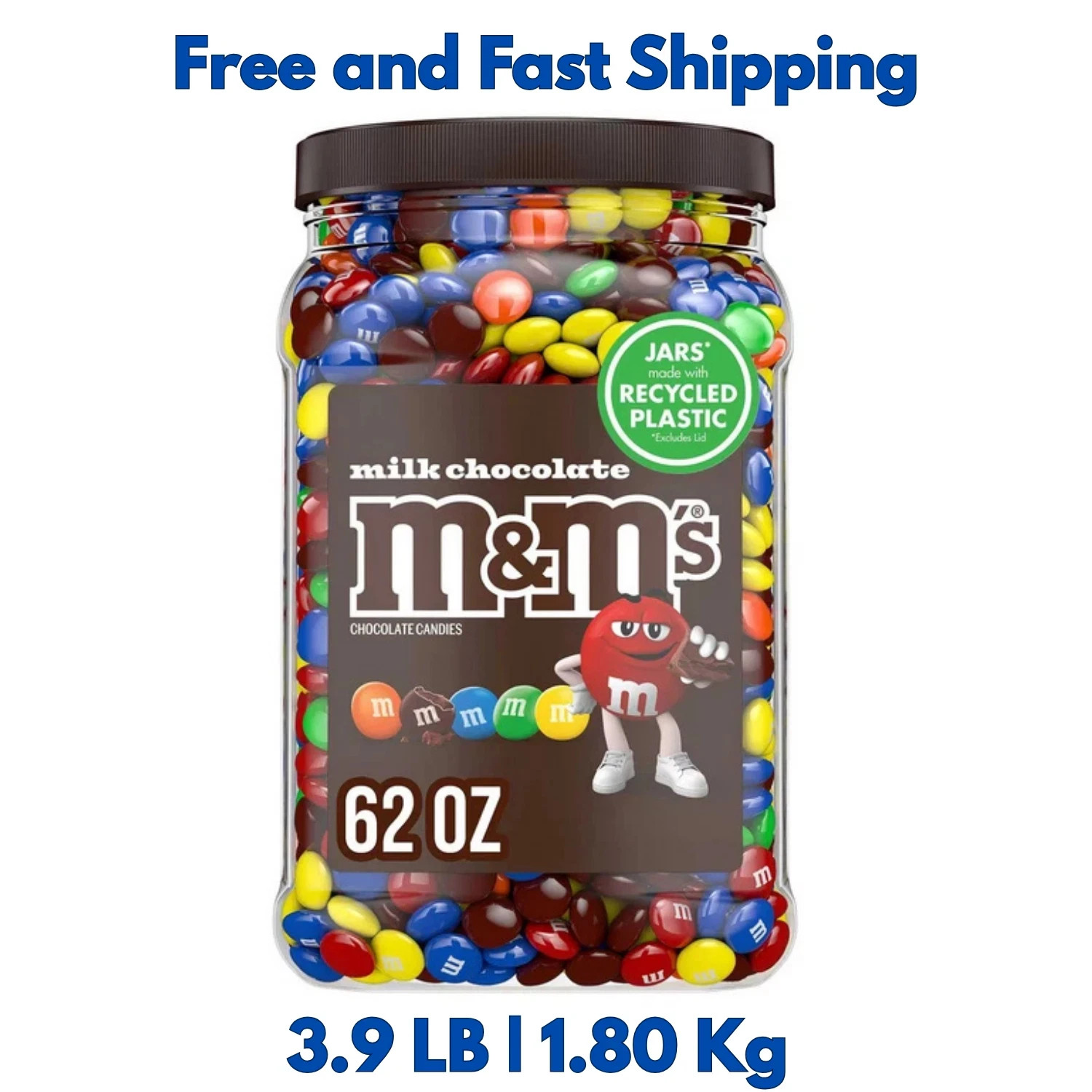M&Ms Milk Chocolate Candy 62 oz Bulk Bag with Free Fast Shipping