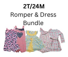 2T/24M Girl Romper  Dress Bundle 5 Outfits Floral, Summer, Cute