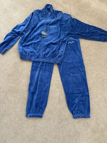 Sean John Blue Velour 2pc Tracksuit Set Men’s L  NWT