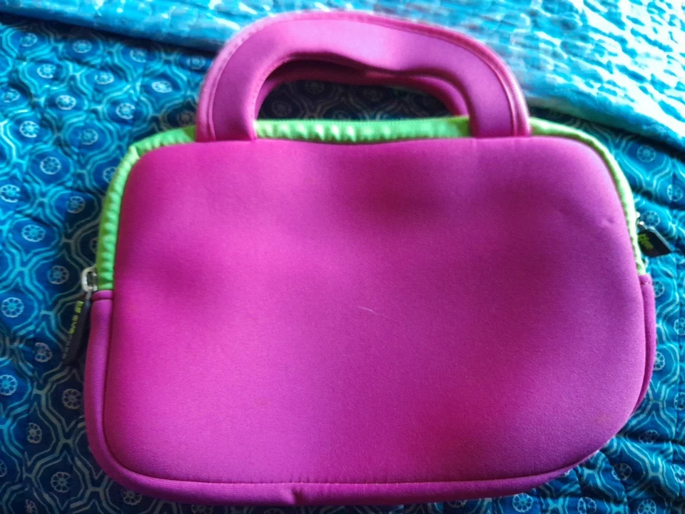 Funda Tablet Pequeña Evecase Rosa Neón Y Verde Bonita Usada 9 X 7... Foto 3 de 4