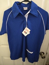 VTG King Louie 70s Embroidered Collar Blue Bowling Shirt Sz 36 Made in USA NWT