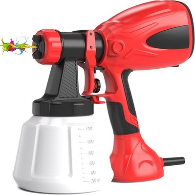 650W Farbspritzpistole mit 1200ML Tank, 4 Düsen, 3 Sprühmuster für Wände,