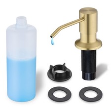 Gold Soap Dispenser for Kitchen Sink Brushed Stainless Steel Built-In Countertop