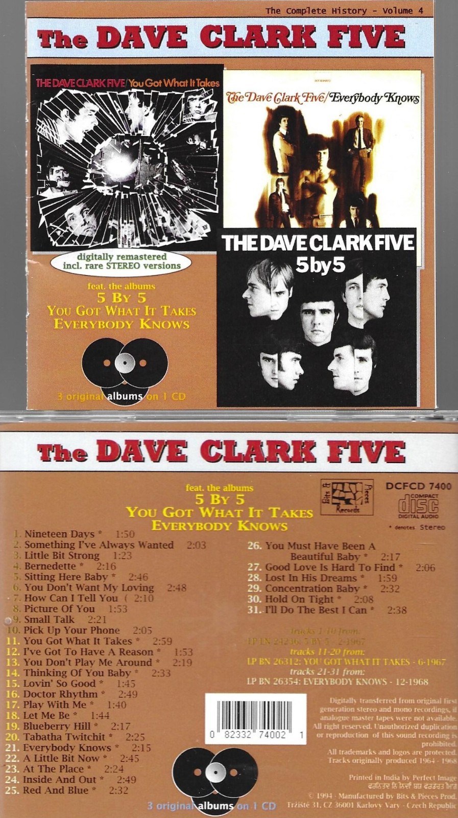 DAVE CLARK 5-5X5/YOU GOT WHAT IT TAKES/EVERYBODY KNOWS-ORIG IMPORT CD NEW