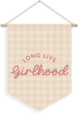 Toddler Girls Room Nursery Wall Decor, Long Live Girlhood Linen Canvas Banner, P