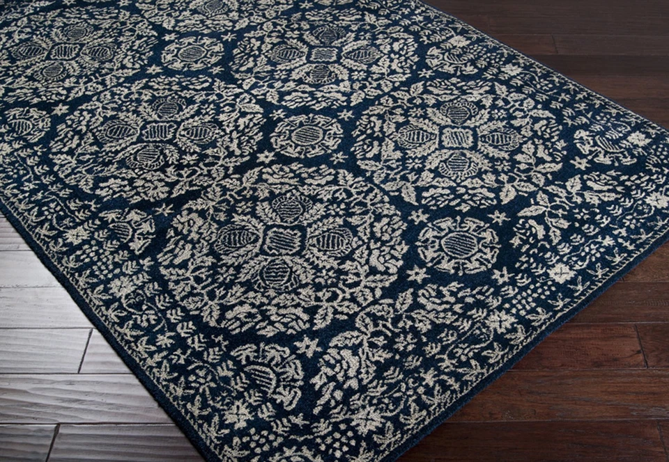 2x8 Runner Carpet Handmade Wool Blue Leaves 2112 Rug - Approx 2' 6" x 8' - Image 2 of 3