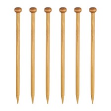 6Pcs 10mm Bamboo Knitting Needle Straight Single Pointed 10 Inch US Size 15