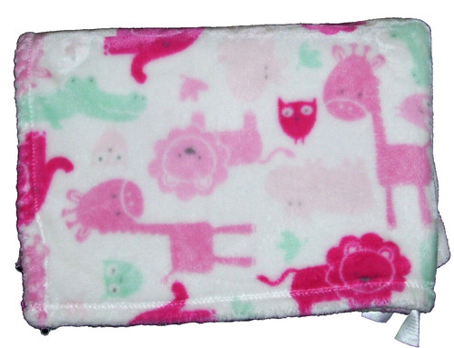 Baby Starters Pink Green Safari Zoo Blanket Elephant Giraffe Owl Lion Gator