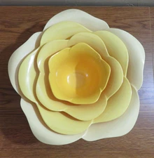 Zak! Designs Yellow Ombre Flower Melamine Nesting Bowls Serving Mixing Set Of 4