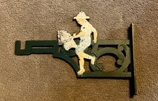 ANTIQUE  CAST IRON, WALL ART PLANT HOOK /UMBRELLA BRACKET Boy On Hobby Horse