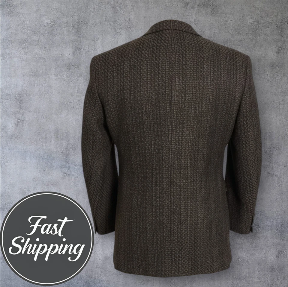 Chaqueta Blazer Abrigo Deportivo JONES NY Vintage Para Hombre Doble Pecho 42R Lana Marrón Foto 3 de 4