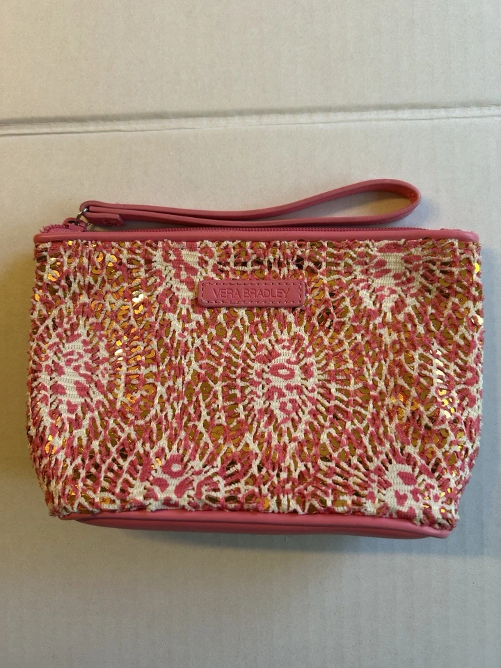 VERA BRADLEY Mesh Sequin Wristlet “Camocat Pink"   BLING - Image 2 of 4