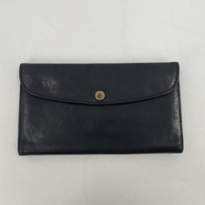 Vintage 90s COACH Black Leather Trifold Wallet - Snap Closure