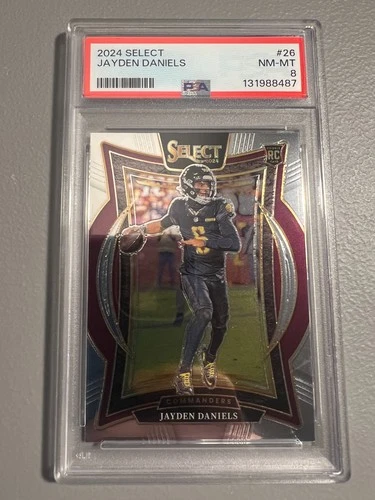 2024 Panini Select - Jayden Daniels ( Commanders ) Rookie RC #26 - PSA 8