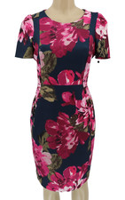 Calvin Klein Midi Dress Womens Size 10 Multicolor Floral Short Sleeve Career New